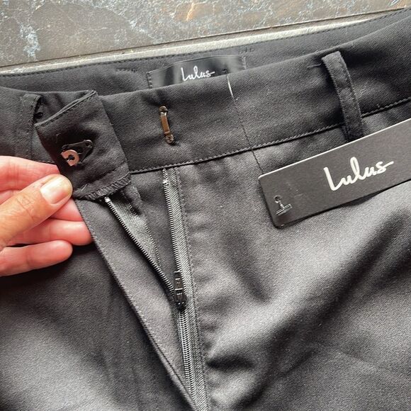 NWT Lulus So Get This Black High-Waisted Wide-Leg Trouser Pants size L - Picture 5 of 14